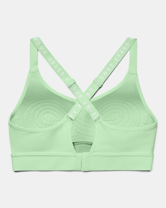 Women's UA Infinity Mid Covered Sports Bra in Green image number 9